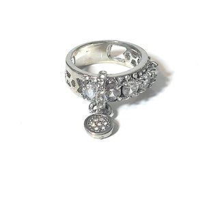 ⚜️Sterling Rapunzel Sterling Silver Diamond Charm Eternity Band Ring size 7 ⚜️